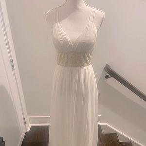 White chiffon formal dress.